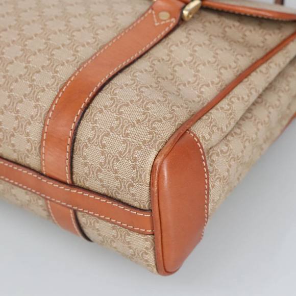 CELINE Macadam Canvas Hand Bag Beige Gold Auth ki5042 - Picture 9 of 16